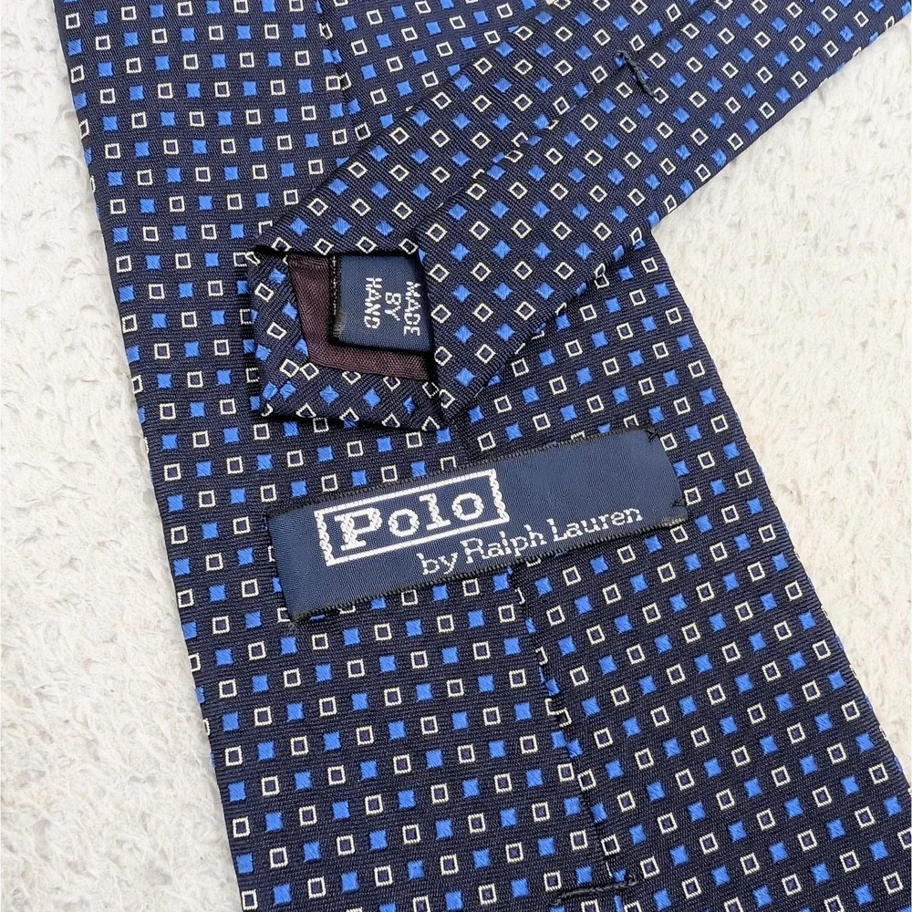 Polo Ralph Lauren Tie Blue Polka Dot 100% Silk 4x55 Designer Formal Vintage